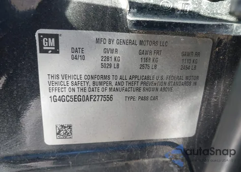 2010 Buick Lacrosse Cxl z USA, uszkodzony, nr VIN 1G4GC5EG0AF277556